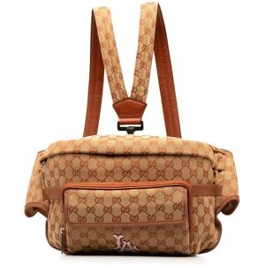 Gucci GG Canvas LA Angels Patch Body Bag Backpack 536842 Brick Red Beige Leather Women's