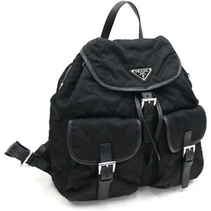 Prada Backpack 1BZ811 Black Nylon Leather Rucksack Quilted Ladies