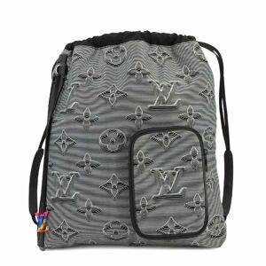 LOUIS VUITTON Virgil Abloh Drawstring Backpack Rucksack Nylon Leather Gray Black M44940 RFID