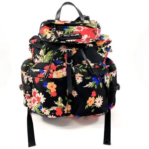 Miu Miu MIU Floral Print 5BZ033 Backpack/Daypack Canvas Black Women's O3123494