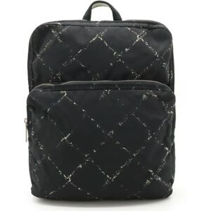 Chanel Old Travel Line Rucksack Backpack Daypack Nylon Jacquard Black