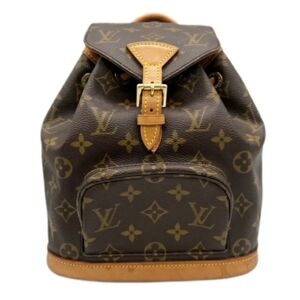 LOUIS VUITTON Monogram Montsouris M51137 SP1907 Leather Canvas Brown G Hardware Gold Backpack Rucksack Women Men Unisex