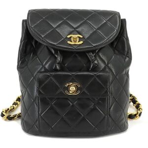 Chanel Matelasse Chain Backpack Rucksack Leather Black Gold Hardware duma