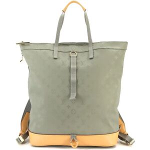 LOUIS VUITTON Monogram Titanium Zipped Tote Backpack Rucksack Grey M43887 RFID Gold Hardware