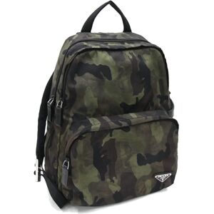 Prada Backpack VZ0051 Khaki Brown Black Nylon Camouflage Men Women