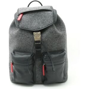 MCM Stadt Loden Backpack Wool Leather Grey Black Red MUK8ASD09EP001