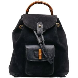 Gucci Bamboo Rucksack Backpack 003 2852 Navy Suede Leather Women's