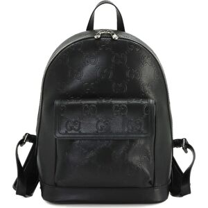 Gucci GG Embossed Backpack Leather Black 658579 Silver Hardware