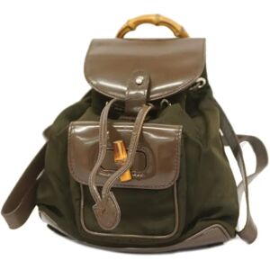 Gucci Backpack Bamboo 003 2058 0030 5 Nylon Patent Brown Women's