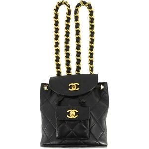 Chanel Matelasse Chain Backpack Rucksack Leather Black Gold Metal Fittings Miniduma