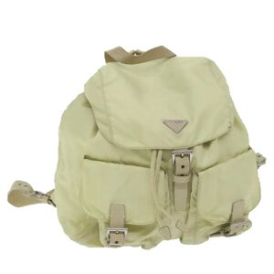 Prada Backpack Nylon Cream Auth 59222