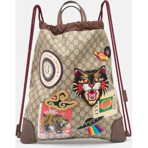 Gucci Beige/Brown GG Supreme Canvas Courrier Drawstring Backpack