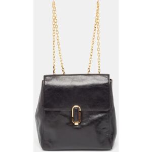 Marc Jacobs Black Glossy Leather Chain Strap Backpack