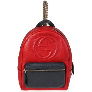 Gucci Red & Navy Pebbled Leather Soho Chain Backpack