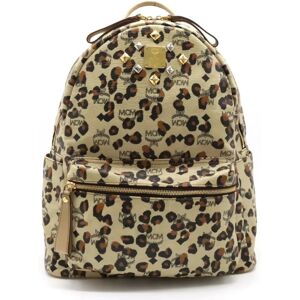 MCM LOVELESS Loveless Collaboration Backpack Rucksack Leopard Print Leather Beige Black Brown