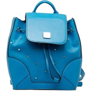 MCM Visetos Backpack Light Blue PVC Leather Women's