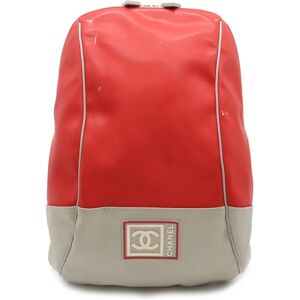 Chanel Sports Line Coco Mark Backpack Rucksack Rubber Mesh Red Gray