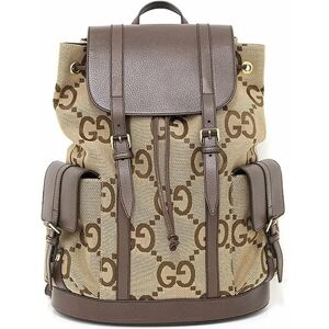 Gucci Jumbo GG Backpack Camel & Ebony 678829 Rucksack Web Stripe