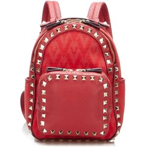 Rockstud rucksack backpack red canvas leather ladies VALENTINO