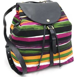 KATE SPADE Saturday Backpack Black Multicolor Canvas Leather Striped Women's