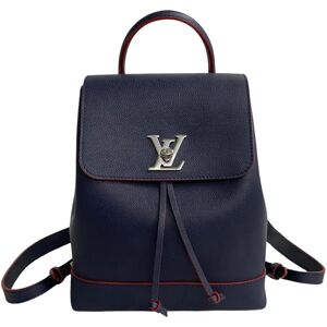 LOUIS VUITTON Lock Me Backpack Metal Fittings Leather Rucksack Navy 32569