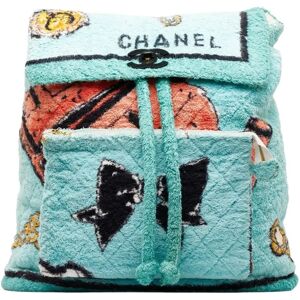 Chanel pile rucksack backpack green multicolor cotton ladies