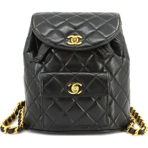 Chanel Matelasse Chain Backpack Rucksack Leather Black Vintage Gold Hardware duma