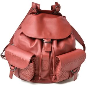 Bottega Veneta Backpack Rucksack Men and Women  Intrecciato Leather Dark Red 155095