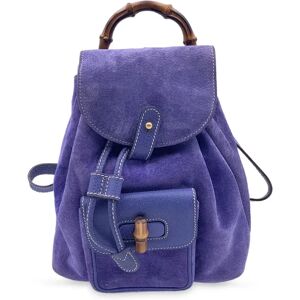 Gucci Vintage Perwinkle Suede Bamboo Small Backpack Shoulder Bag