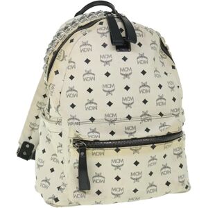 MCM Vicetos Logogram Backpack PVC Leather White Auth am5010