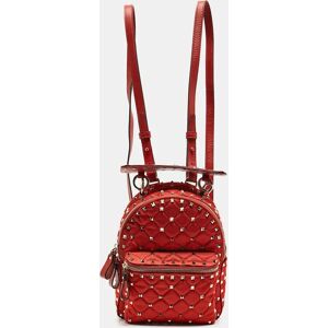 Valentino Red Quilted Nylon and Leather Mini Rockstud Spike Backpack