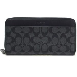 COACH Signature Travel Wallet Long Charcoal Gray x Black