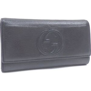 Gucci Bifold Long Wallet Black Leather 282414 Interlocking G Soho Women's Men's Unisex A2230659