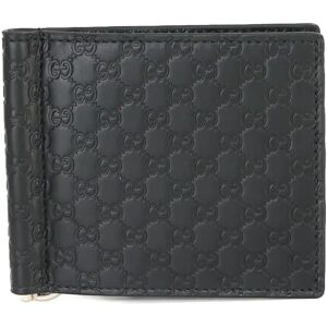 Gucci Micro ssima Bi-fold Wallet with Money Clip Leather Black 544478 Silver Hardware