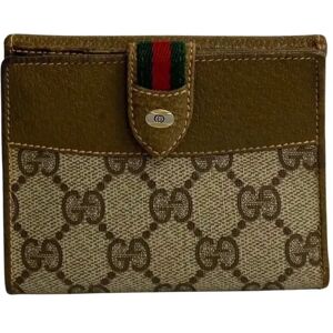 Gucci Old  Sherry Line GG Leather Bifold Wallet Brown 14393