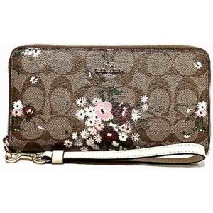 COACH C4456 Flower Motif Round Zipper Wallet Long Women's