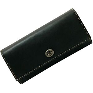 COACH bi-fold long wallet black 12134 glovetanned leather  flap women's turn lock