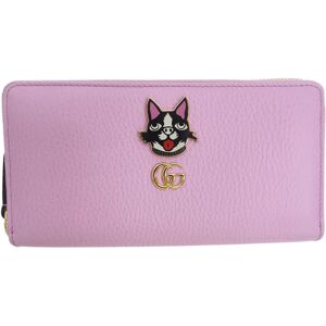 Gucci 499337 GG Marmont Bosco Zip Around Wallet Round Purse Light Pink Dog Boston Terrier