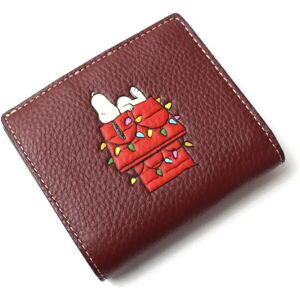 COACH PEANUTS Collaboration Snap Wallet Snoopy Lights Bifold Wine Red CF252 IMMZI Men's Women's