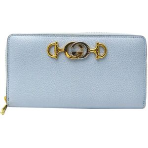 Gucci Zumi 570661 Women's Leather Long Wallet [bi-fold] Light Blue