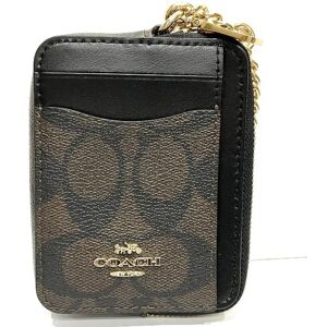 COACH Signature C0058 Zip Chain Card Case Coin Purse Wallet Ladies