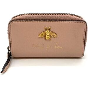 Gucci Accessories Animalier Coin Case Pink Purse Key Round Bee Motif Ladies Leather 498096