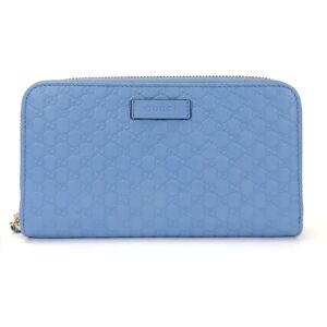 Gucci Round Long Wallet 449391 sima Micro GG Light Blue Accessories Women's  zip around long wallet leather blue