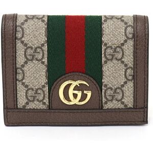 Gucci Ophidia GG Card Case Coin & Billfold Mini Wallet Compact Bifold Supreme Canvas Leather 523155 Beige Brown Red Green Gold Hardware S Rank