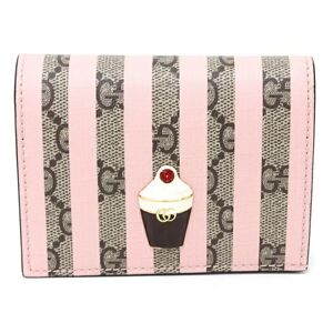 Gucci GG Supreme Card Case Wallet with Coin & Bill Holder Ice Cream 701489 Pink Beige