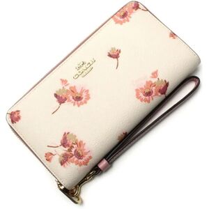 COACH Long Zip Around Wallet with Multi Floral Print Round Chalk C4455 IMCAH Women's