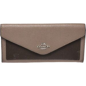 COACH Beige/Olive Green Leather Colorblock Continental Wallet