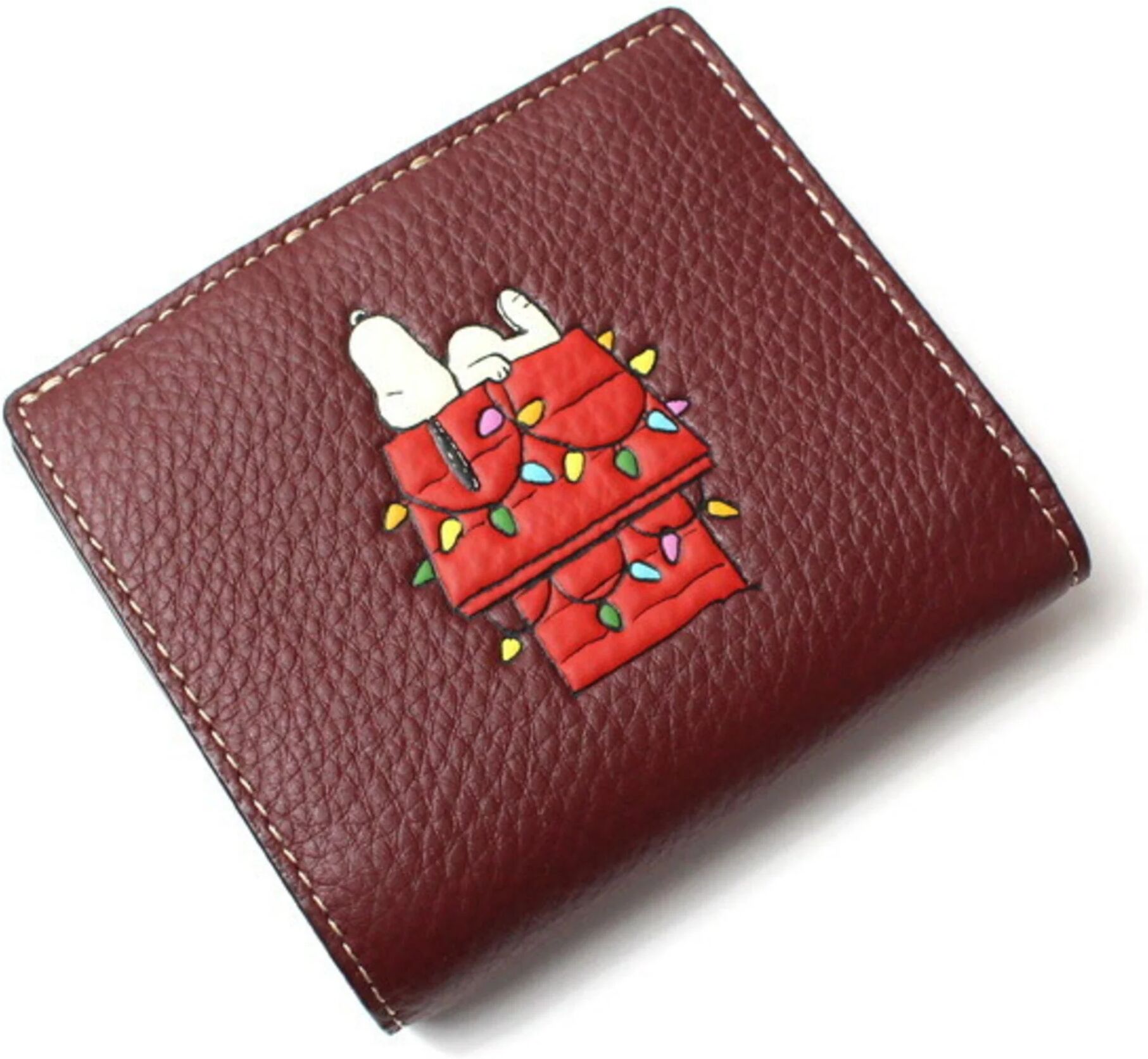 COACH PEANUTS Collaboration Snap Wallet Snoopy Lights Bifold Wine Red CF252 IMMZI Men's Women's