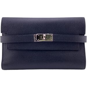 Hermes Kelly Wallet Medium Long Black Men Women Z0005559