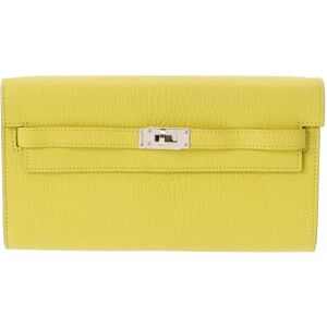 Hermes Kelly Wallet To Go Lime Palladium Hardware - Y Stamp [around 2020] Women's Chevre Long